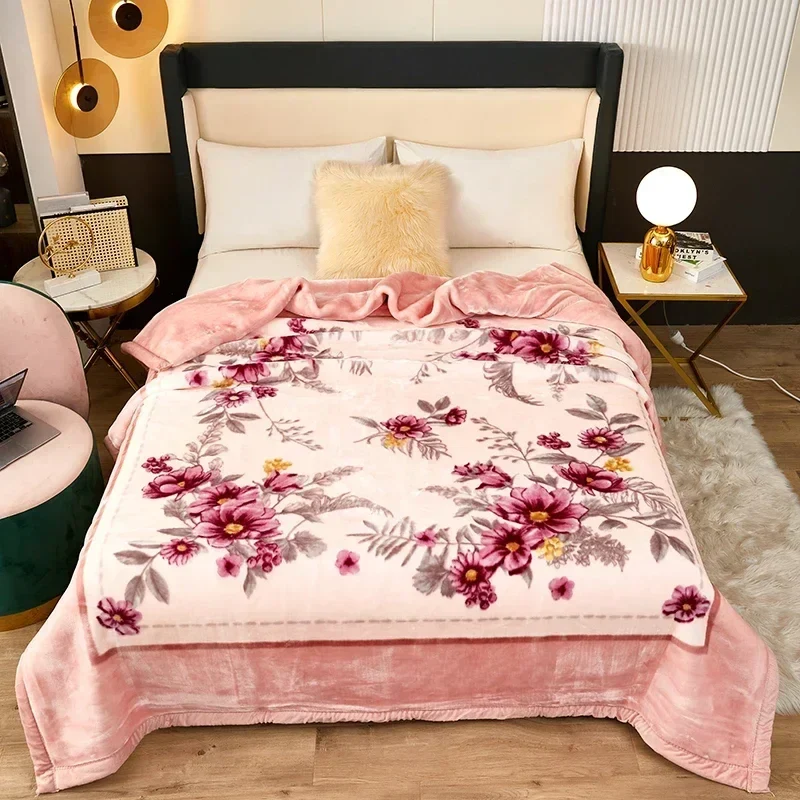 Couverture Lestée Raschel Imprimée – Hiver, Velours Doux