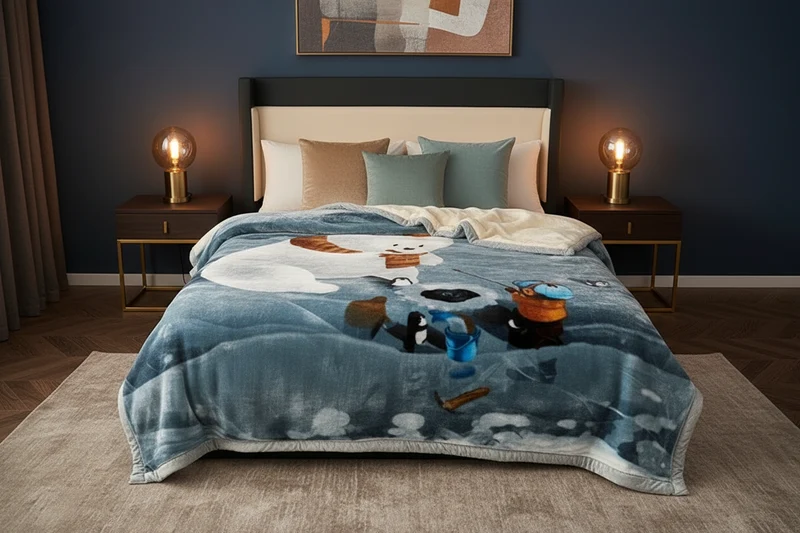Couverture Lestée Raschel Imprimée – Hiver, Velours Doux
