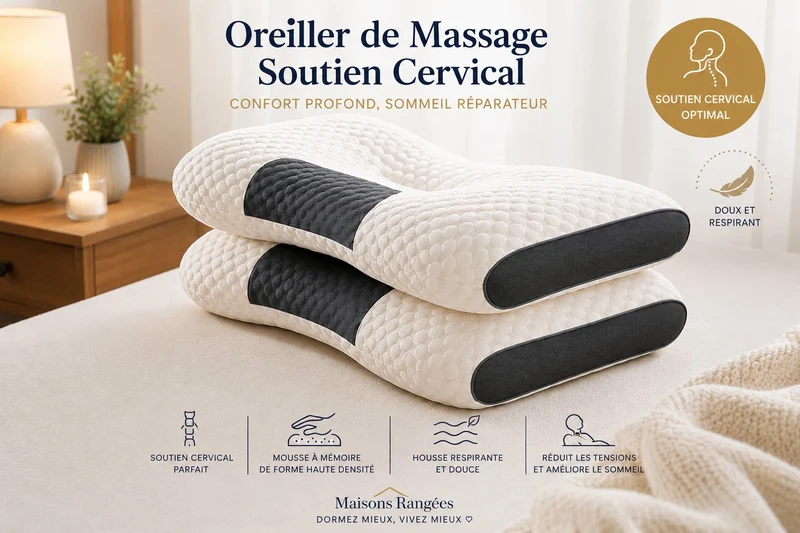 Oreiller Cervical Ergonomique Mémoire de Forme – Anti-Douleurs Cervicales