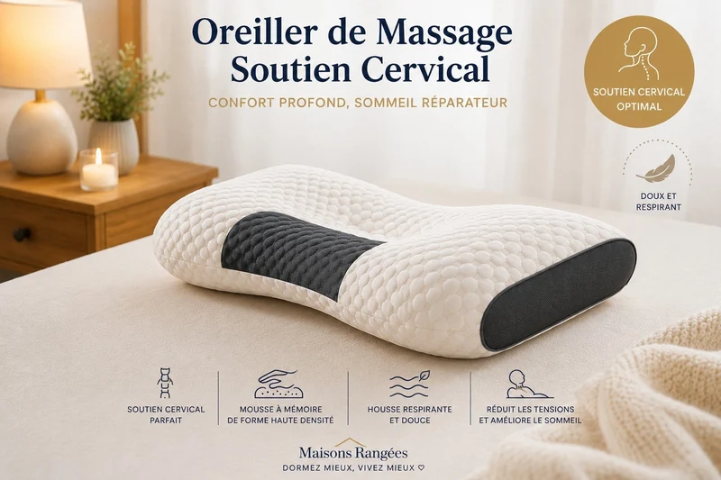 Oreiller Cervical Ergonomique Mémoire de Forme – Anti-Douleurs Cervicales