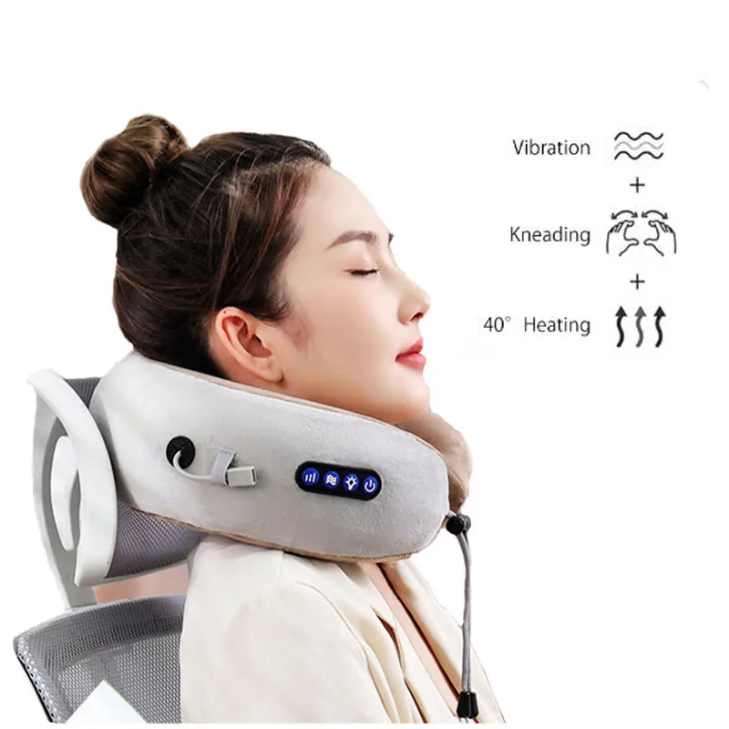 Oreiller de Massage Cervical Chauffant USB-C