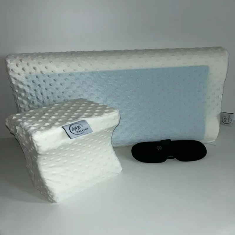 Lot Nuit Confort : Oreiller 50D, Coussin Jambes & Masque 3D