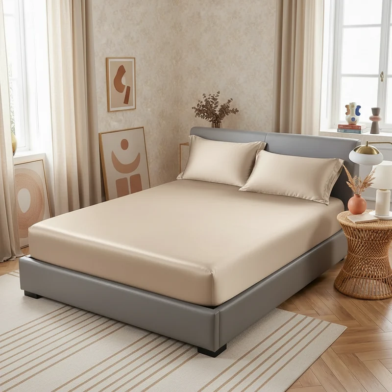 Drap Housse Satiné Ice Silk Effet Soie – 19 Couleurs