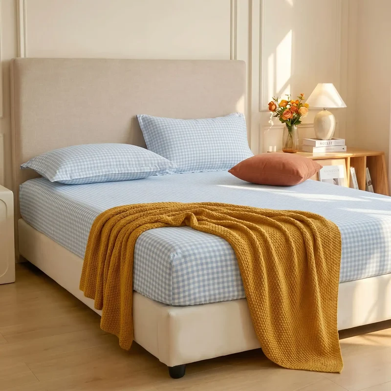 Drap Housse Carreaux Polyester 300TC Antidérapant – 5 Tailles