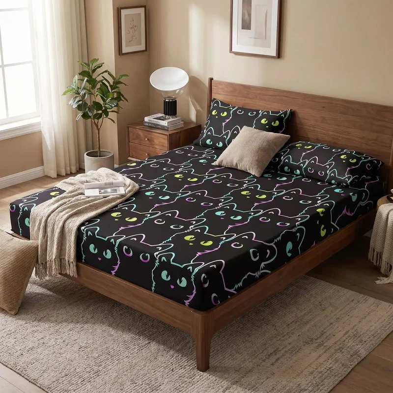 Drap Housse Imprimé Chatons 100% Polyester – 13 Tailles