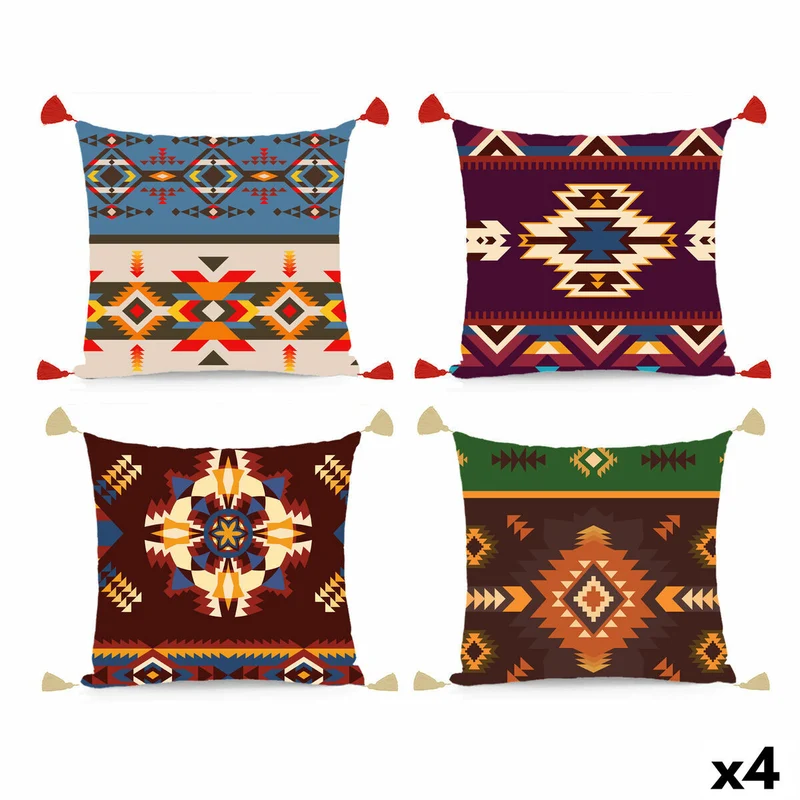 Coussin DKD Home Decor Polyester Multicouleur Ikat (45 x 10 x 45 cm) (4 Unités)