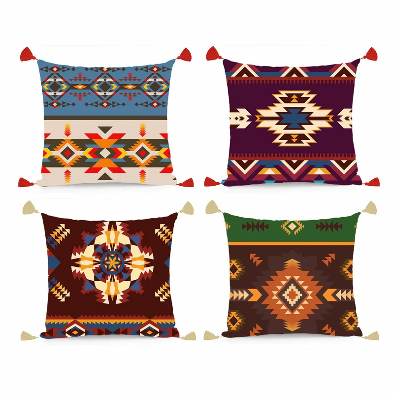 Coussin DKD Home Decor Polyester Multicouleur Ikat (45 x 10 x 45 cm) (4 Unités)
