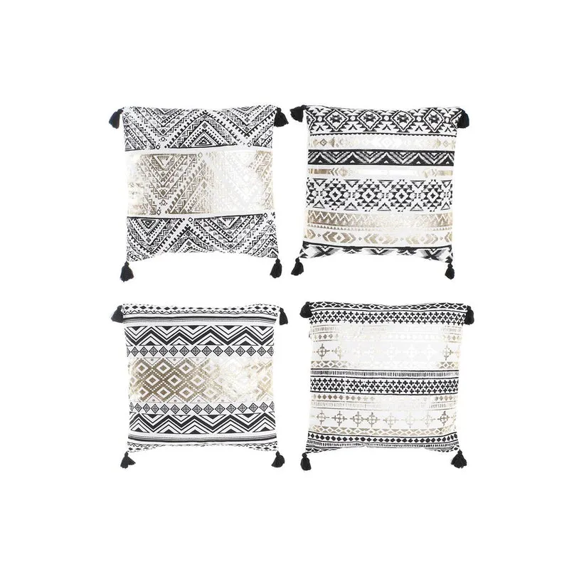 Coussin DKD Home Decor Noir Doré Polyester Coton Aluminium Arabe (45 x 10 x 45 cm) (4 Unités)