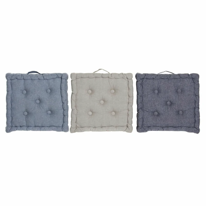 Coussin DKD Home Decor De Sol Bleu Gris Coton Blue marine (3 pcs) (38 x 38 x 8 cm)