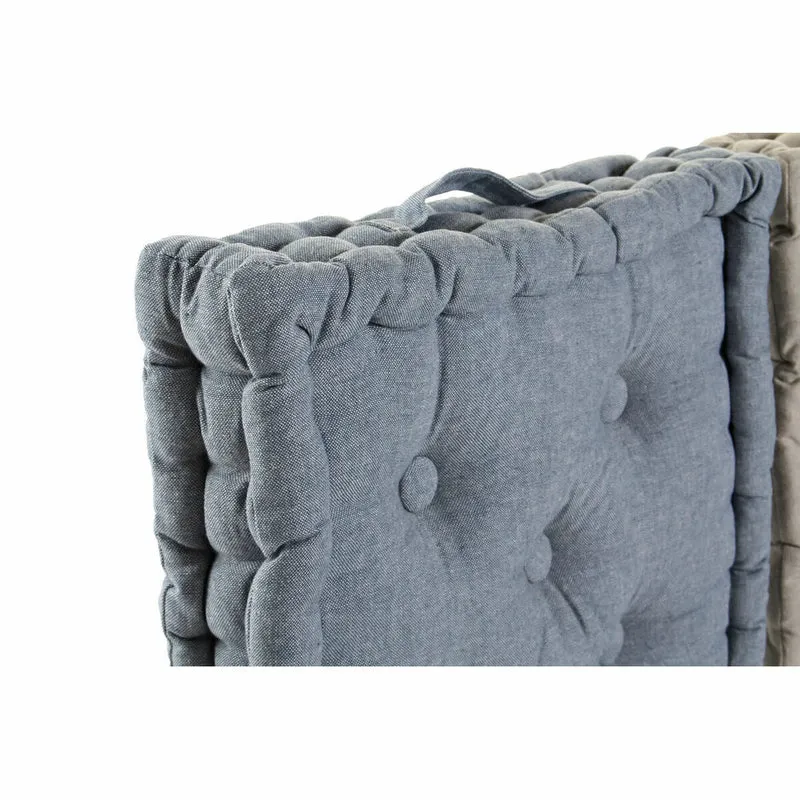 Coussin DKD Home Decor De Sol Bleu Gris Coton Blue marine (3 pcs) (38 x 38 x 8 cm)