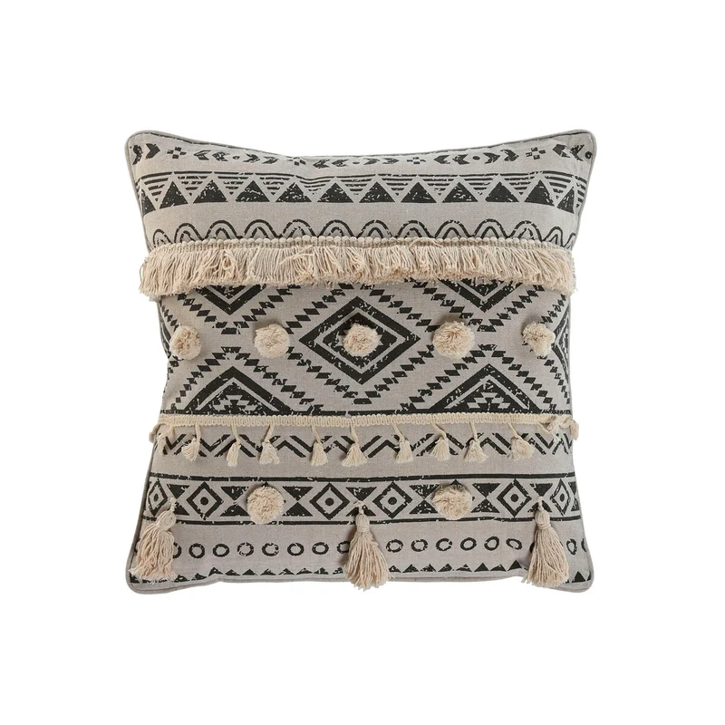 Coussin Home ESPRIT Blanc Noir Boho 45 x 8 x 45 cm