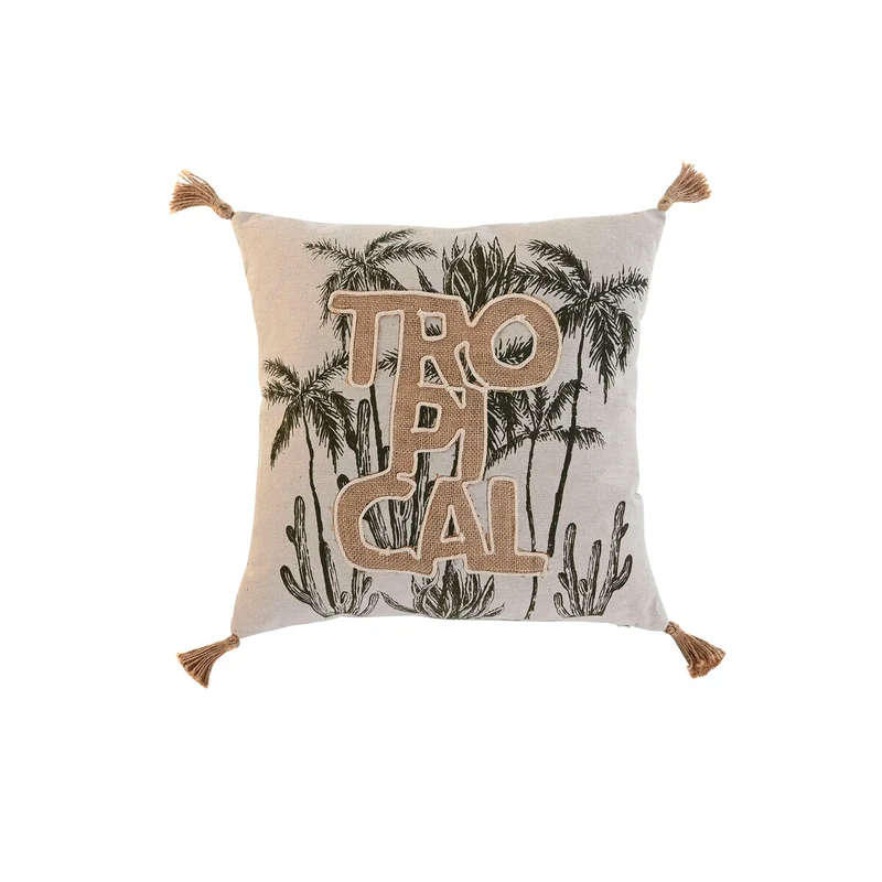 Coussin Home ESPRIT Beige Naturel Tropical Boho 45 x 5 x 45 cm