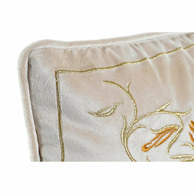Coussin DKD Home Decor Doré 50 x 10 x 30 cm Fleurs