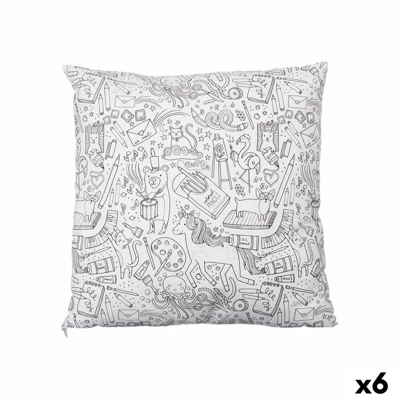Coussin Pincello Blanc Noir 43 x 13 x 43 cm Pour peindre (6 Unités)