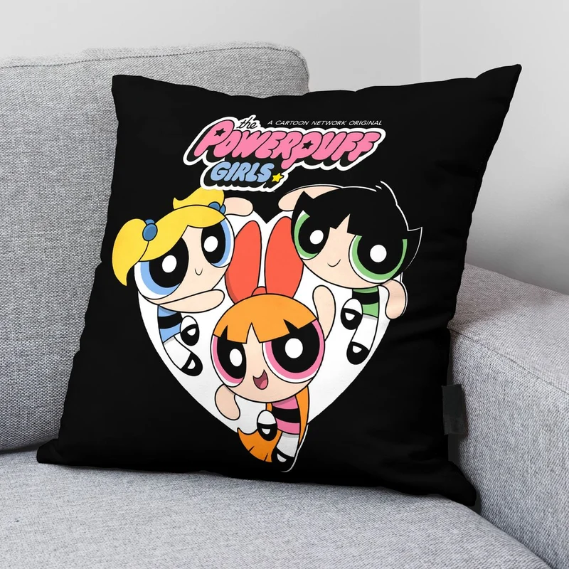 Housse de coussin Powerpuff Girls Powerpuff B Noir Multicouleur 45 x 45 cm