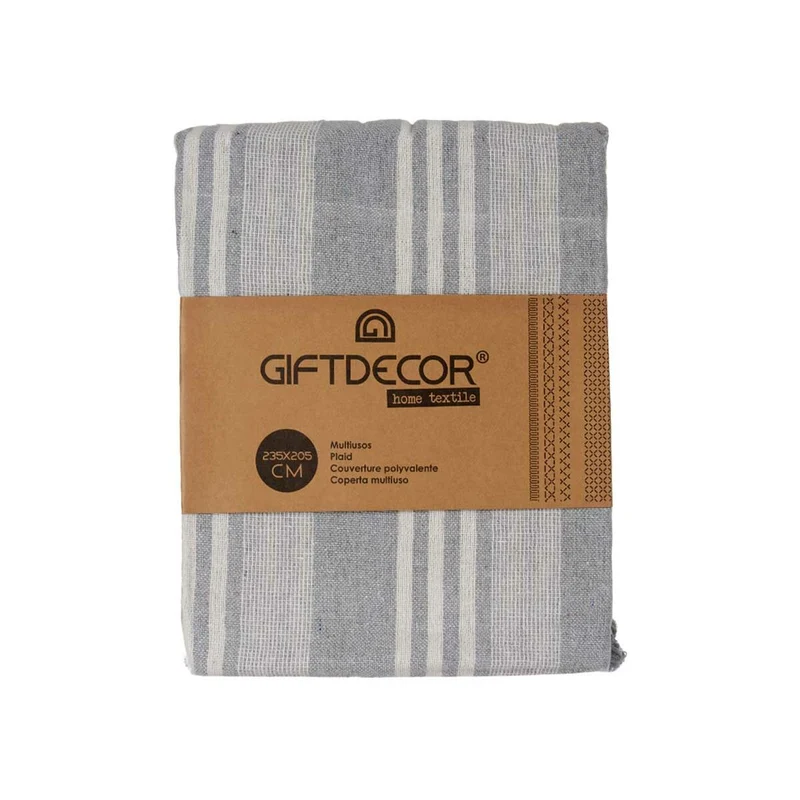 Foulard multi-usages Gift Decor Blanc Gris 235 x 205 cm Rayures (8 Unités)