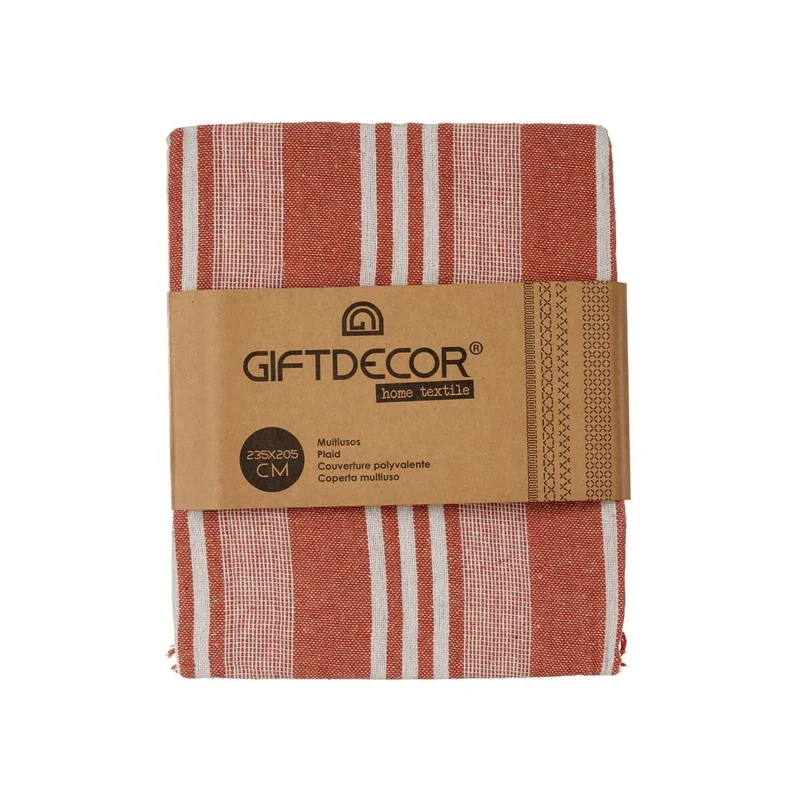Foulard multi-usages Gift Decor Blanc Rouge 235 x 205 cm Rayures (8 Unités)