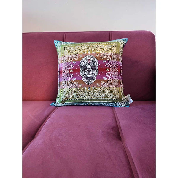 Coussin Tête de Mort Teardrops