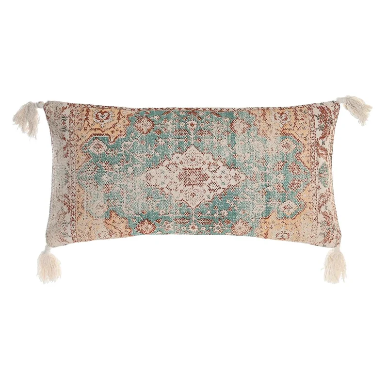 Coussin DKD Home Decor 60 x 10 x 30 cm Beige Bleu Arabe Frange