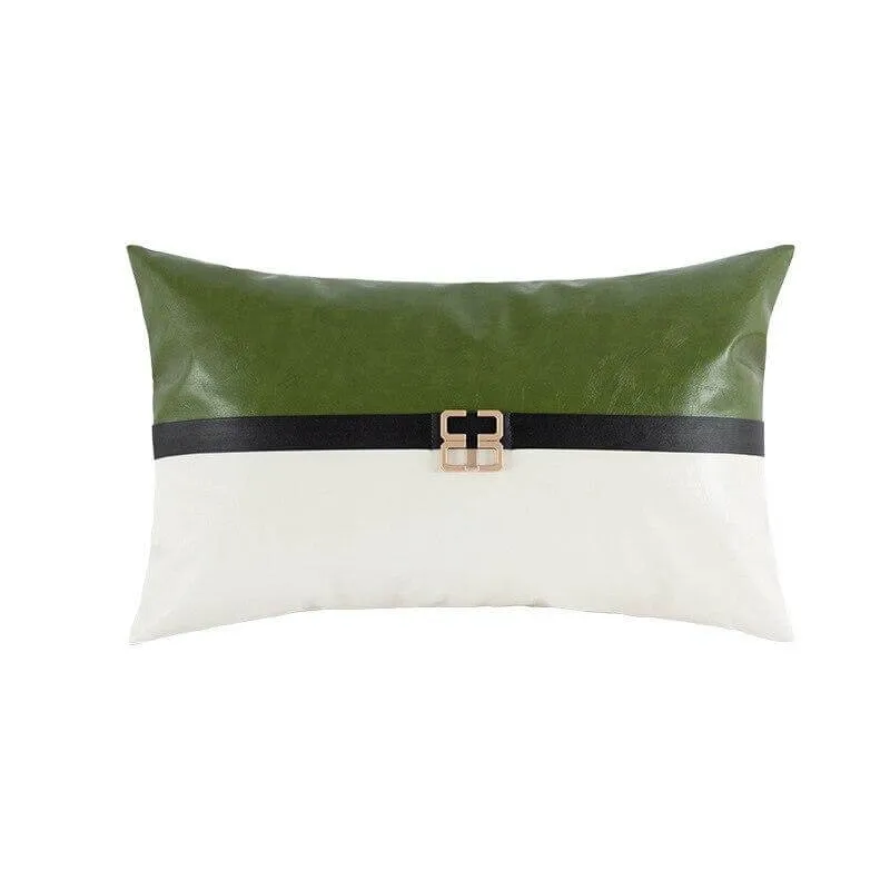 Coussin Imitation Cuir Blanc
