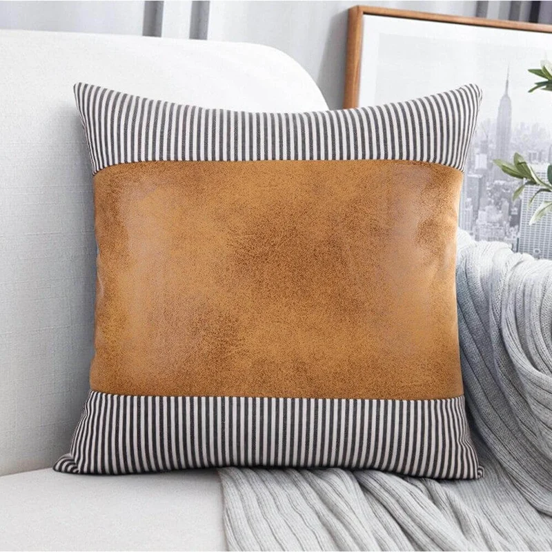 Coussin Imitation Cuir Vieilli