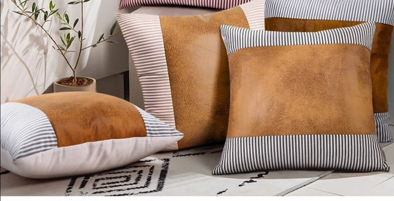 Coussin Imitation Cuir Vieilli