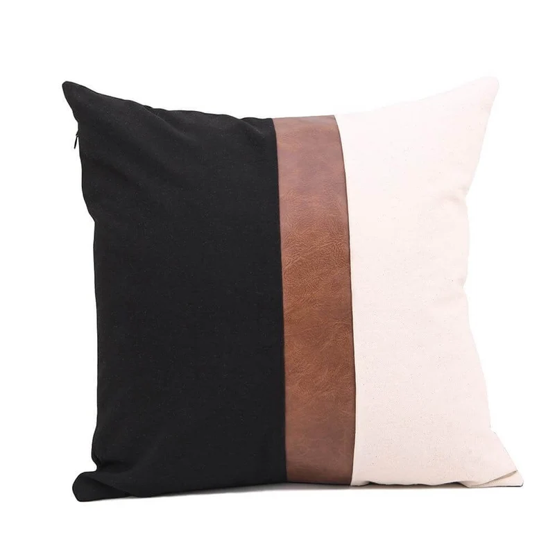 Coussin Simili Cuir Camel