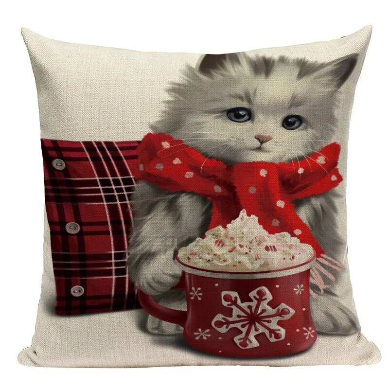 Coussin Noël Chien et Chat
