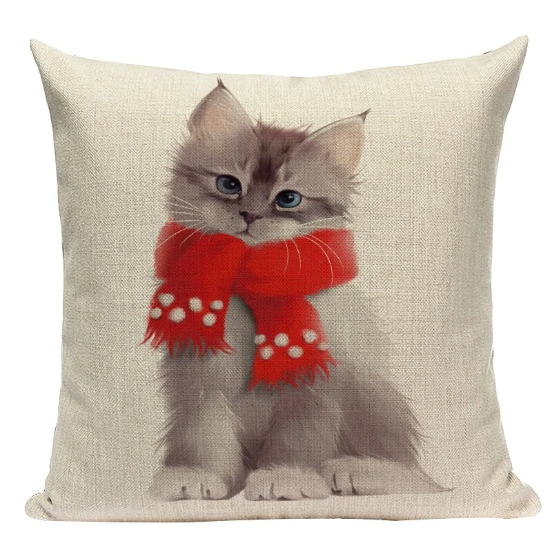 Coussin Noël Chien et Chat