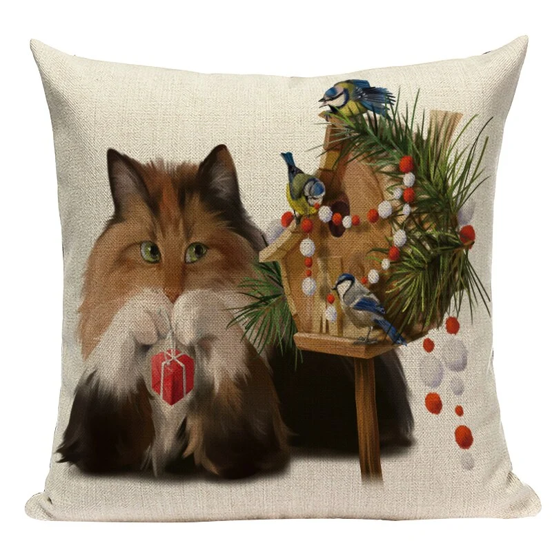 Coussin Noël Chien et Chat
