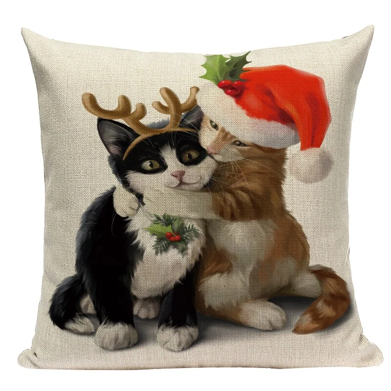 Coussin Noël Chien et Chat