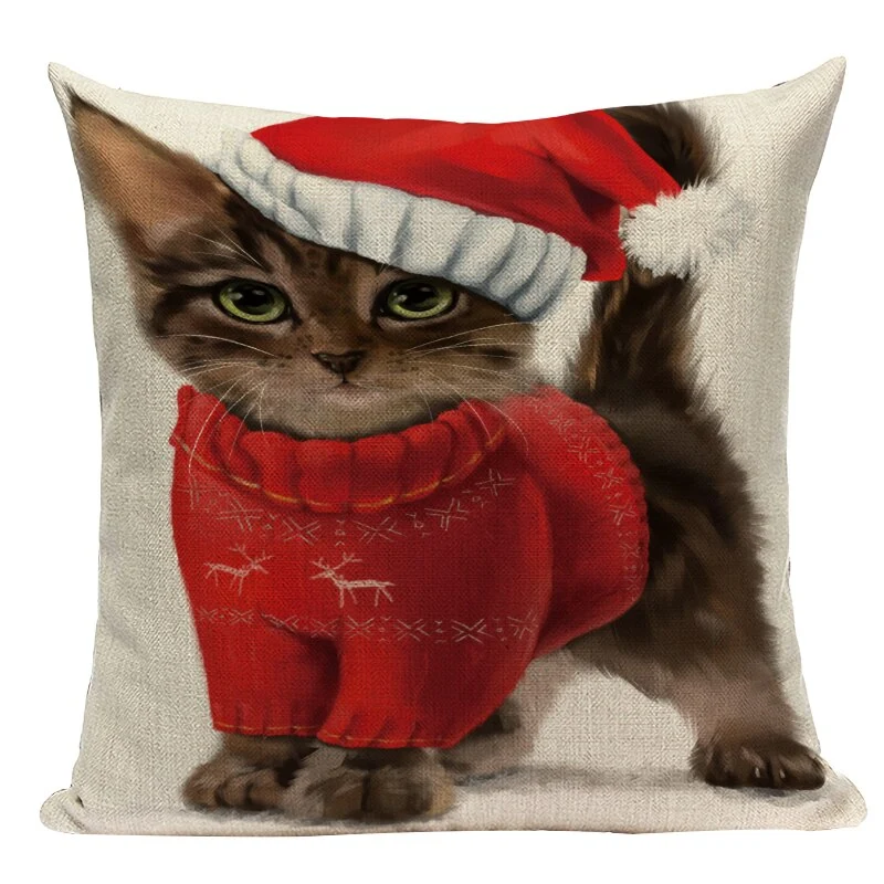 Coussin Noël Chien et Chat