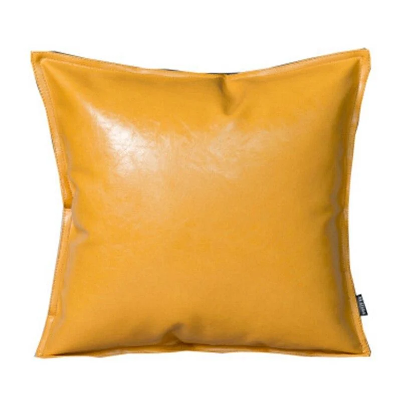 Coussin Cuir Jaune