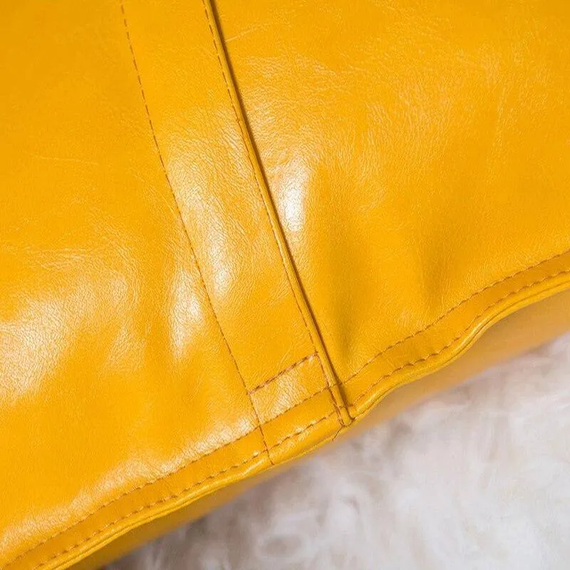 Coussin Cuir Jaune