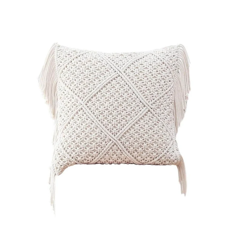 Coussin Macramé Écru