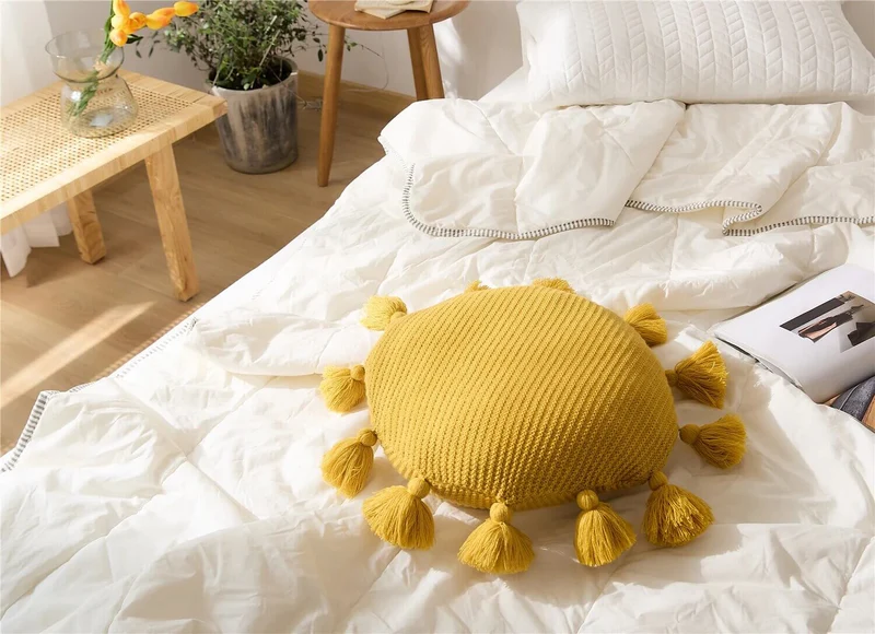 Coussin Rond Moutarde