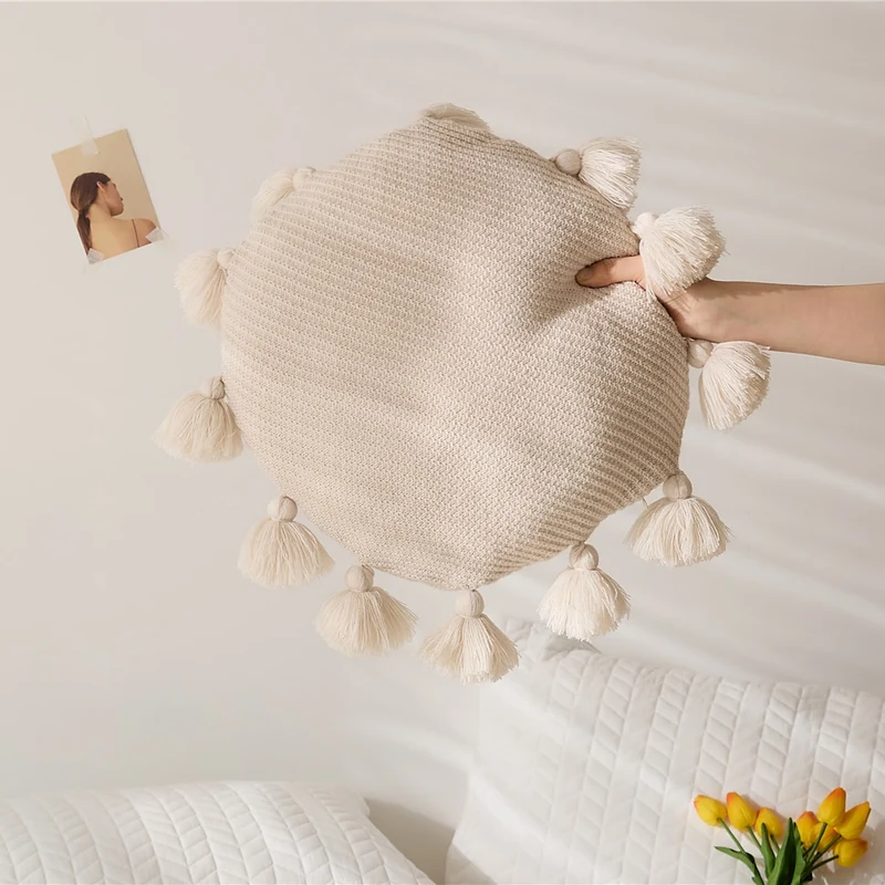 Coussin Rond Beige