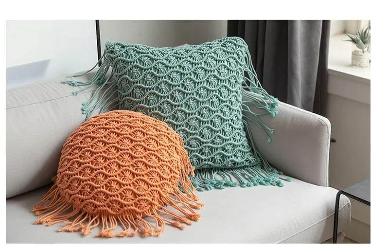 Coussin Tricot Macramé