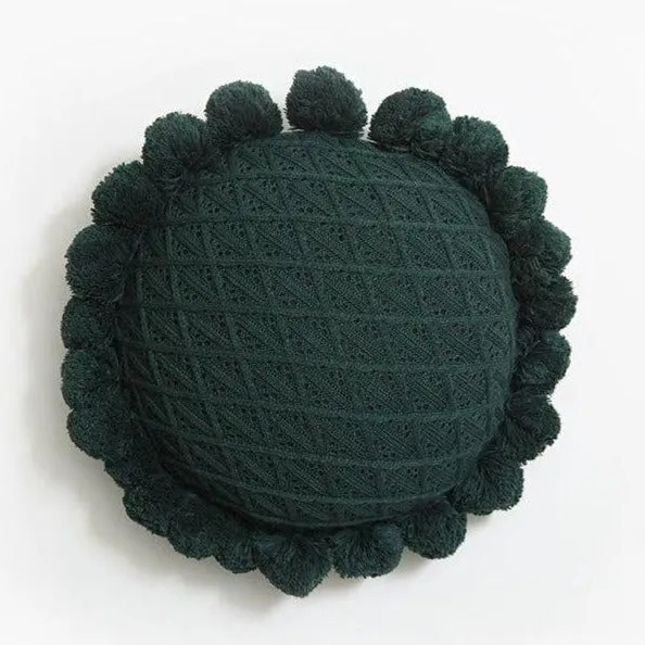 Coussin Rond Vert Foncé