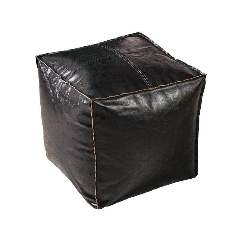 Pouf Carré Noir Brillant