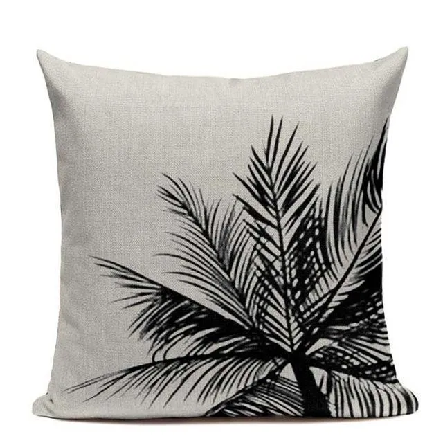 Coussin Tropical Noir Et Blanc
