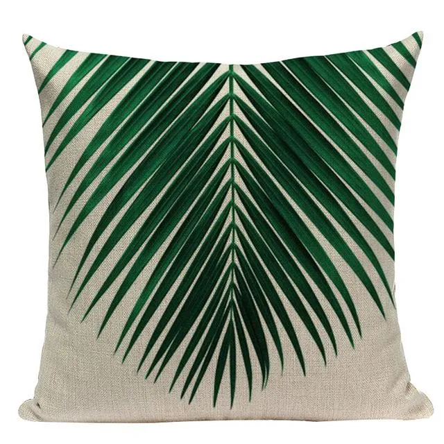 Housse Coussin Feuille Palmier