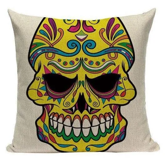 Coussin Tête De Mort Jaune