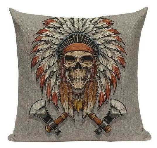 Coussin Tête De Mort Indien