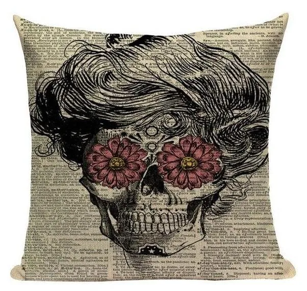 Coussin Tête De Mort Vintage