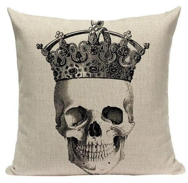 Coussin Tête De Mort Couronnée