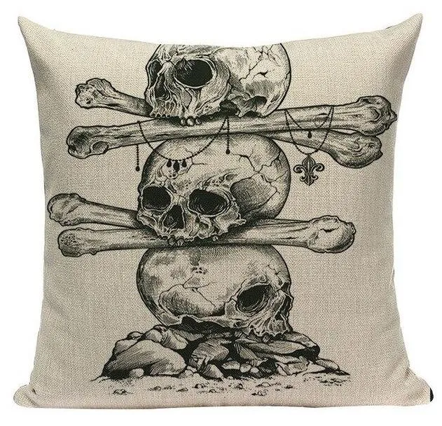 Coussin Tête De Mort Os