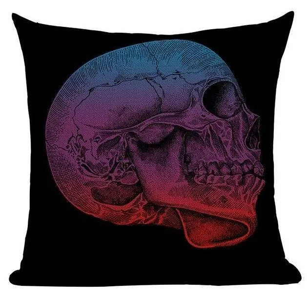 Coussin Tête De Mort Colorée