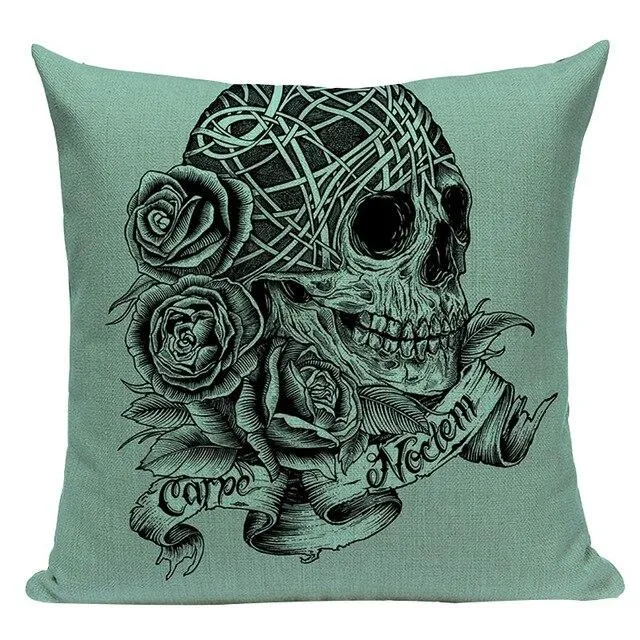 Coussin Tête De Mort Bleu