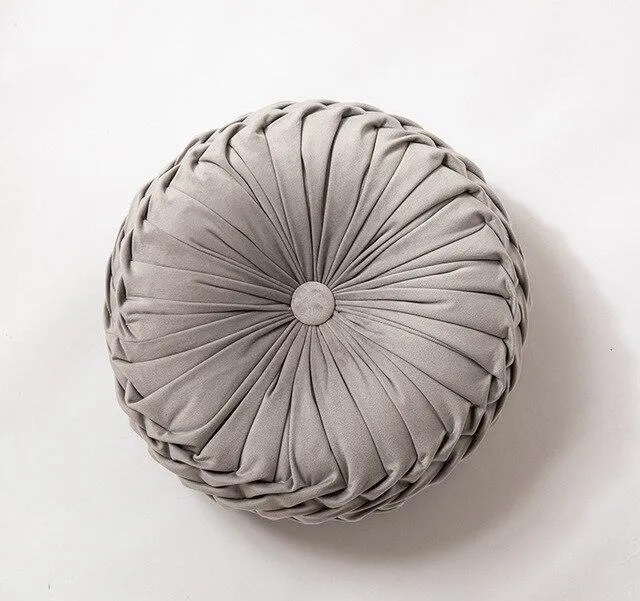 Coussin Rond Velours Gris